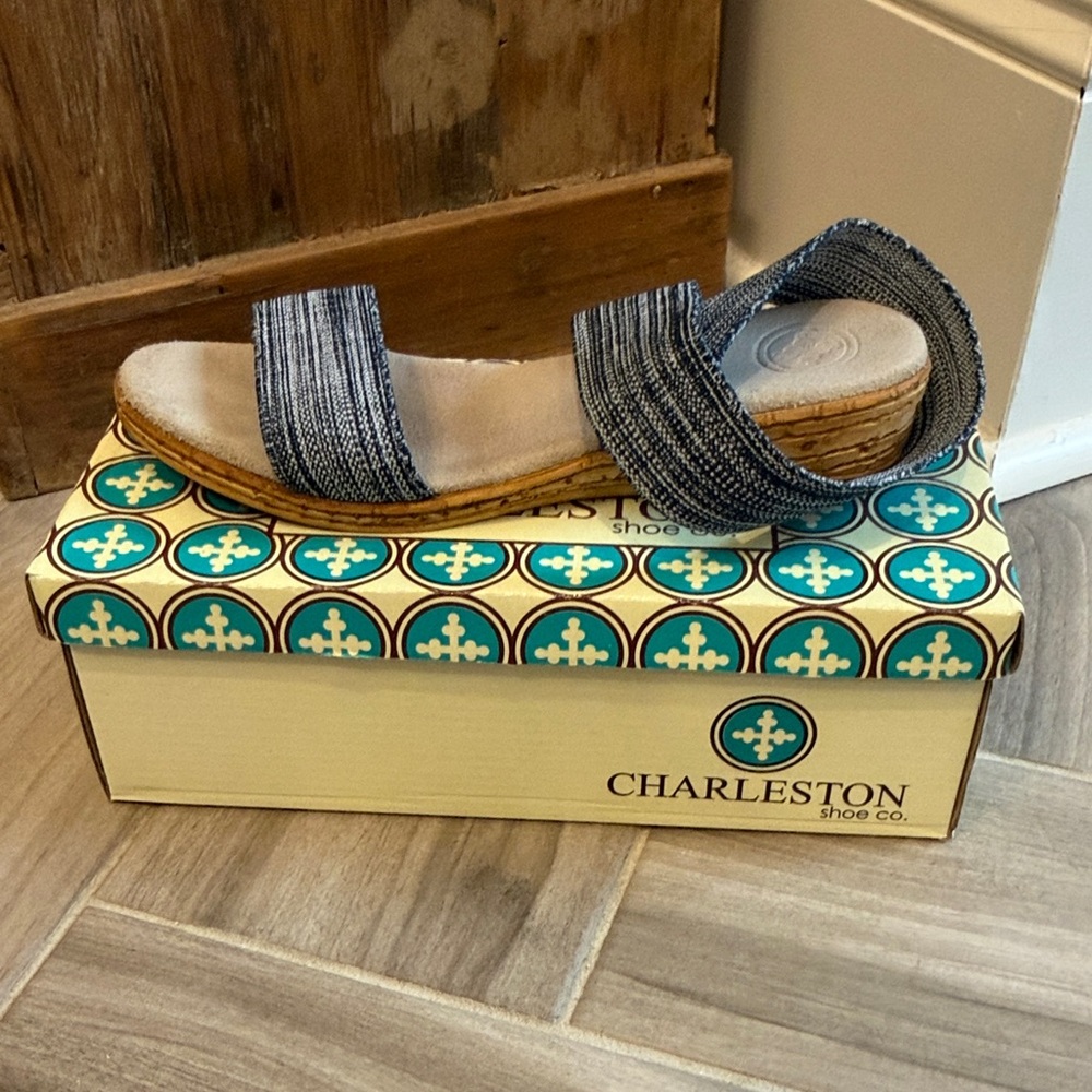 CHARLESTON SHOE CO. Blue Strappy Slide Sandals - Picture 2 of 4